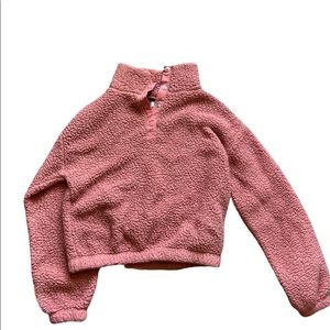 Crop fleece crew neck